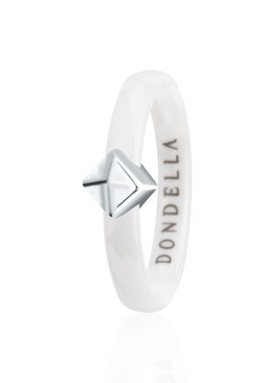 Dondella® minimalistlik valge keraamiline hõbesõrmus naisele