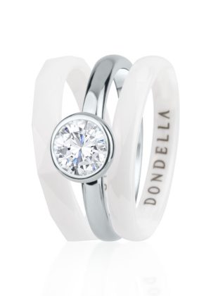 Dondella® stiilne valge keraamiline sõrmus naisele