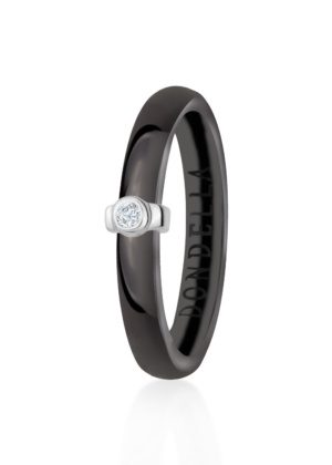 Dondella® minimalistlik must keraamiline hõbesõrmus naisele