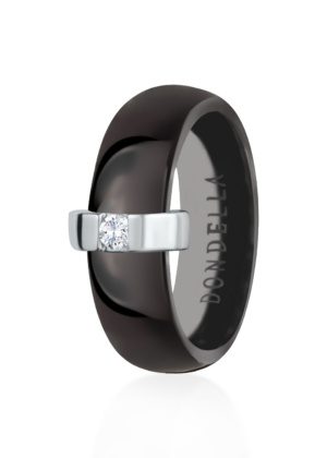 Dondella® minimalistlikud mustad keraamilised hõbesõrmused naistele
