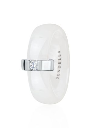 Dondella® minimalistlik valge keraamiline hõbesõrmus naisele