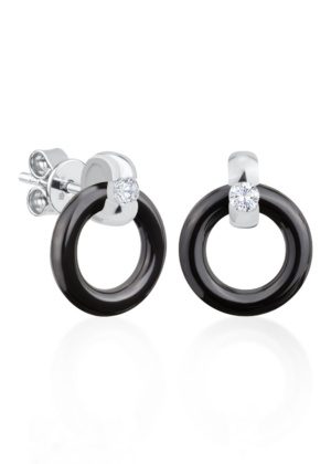 Vastupidavad mustad keraamilised kõrvarõngad naistele Ceramic Circle - Dondella®