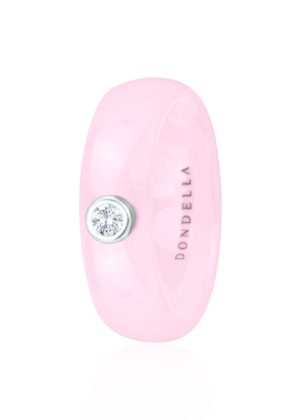 Dondella minimalistlikud roosad keraamilised hõbesõrmused naistele