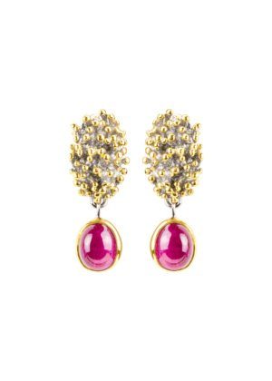 Dondella jewelry with precious stones Ruby. Earrings for women