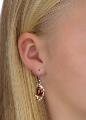 Dondella jewelry with precious stones Hessonite. Earrings for women