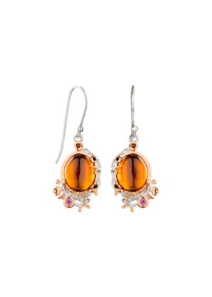 Dondella jewelry with precious stones Hessonite. Earrings for women