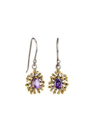 Dondella jewelry with precious stones Amethyst. Earrings for women
