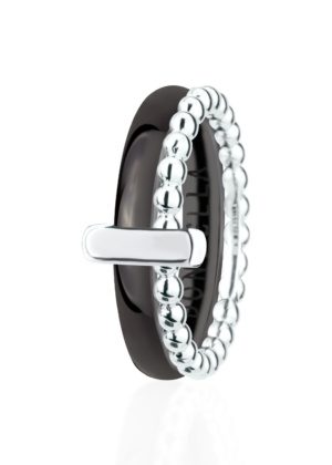 Dondella® minimalistlik must keraamiline hõbesõrmus naisele