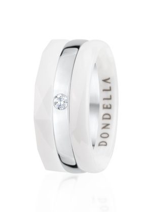 Dondella® minimalistlikud valged keraamilised hõbesõrmused naistele