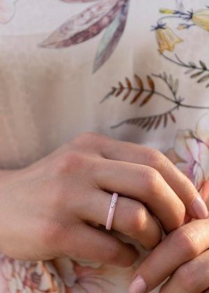 Dondella® minimalistlikud roosad keraamilised hõbesõrmused naistele