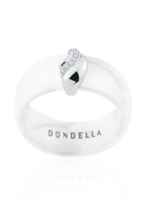 Dondella® trendikas valge keraamiline hõbesõrmus naisele