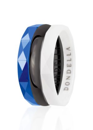 Dondella® sini-must-valge keraamiline sõrmus naistele